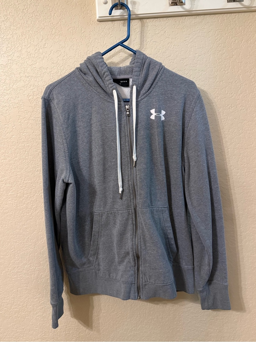Under Armour Men's Heather Gray Full-Zip Hoodie with White Logo